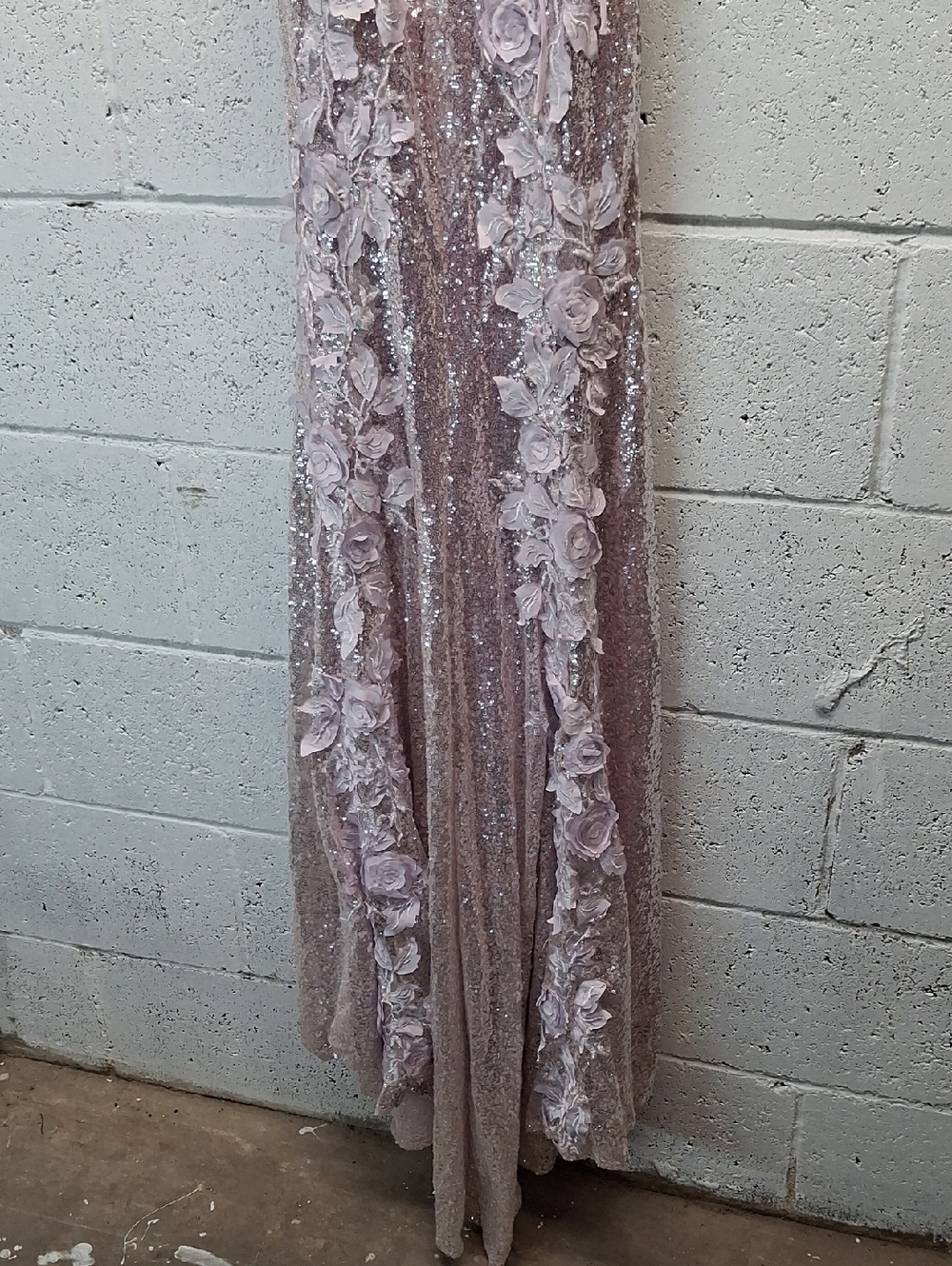 NWOT Jovani Sequin Floral Appliqué Gown in Light Pink - Picture 12 of 13